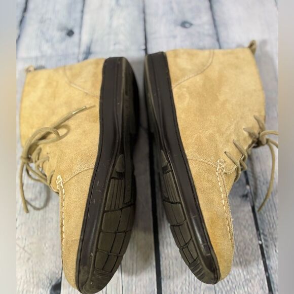 Lands End Classic Camel Brown Suede Lace Up Preppy Casual Chukka Ankle Boots 7 - Picture 3 of 8